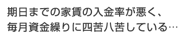 期日までの家賃の入金率が悪く、毎月資金繰りに四苦八苦している…