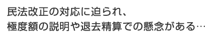 民法改正の対応に迫られ、極度額の説明や退去精算での懸念がある